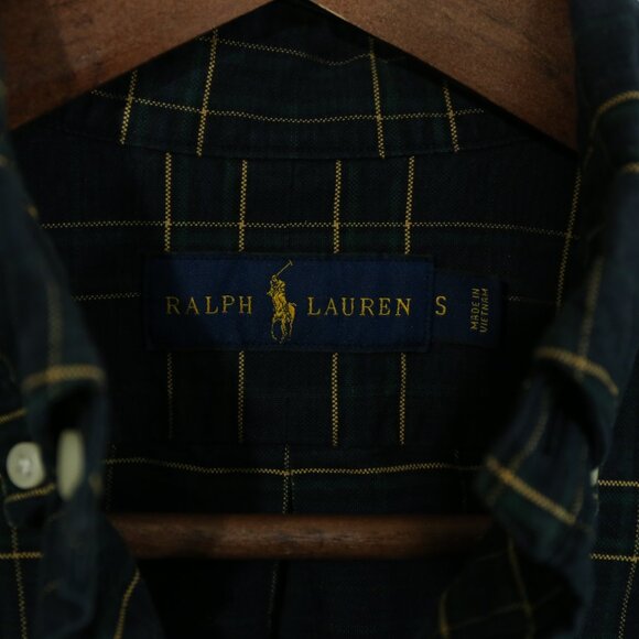 Heavyweight Ralph Lauren Button Down Shirt Men’s Small – Navy Plaid Check - Picture 4 of 7